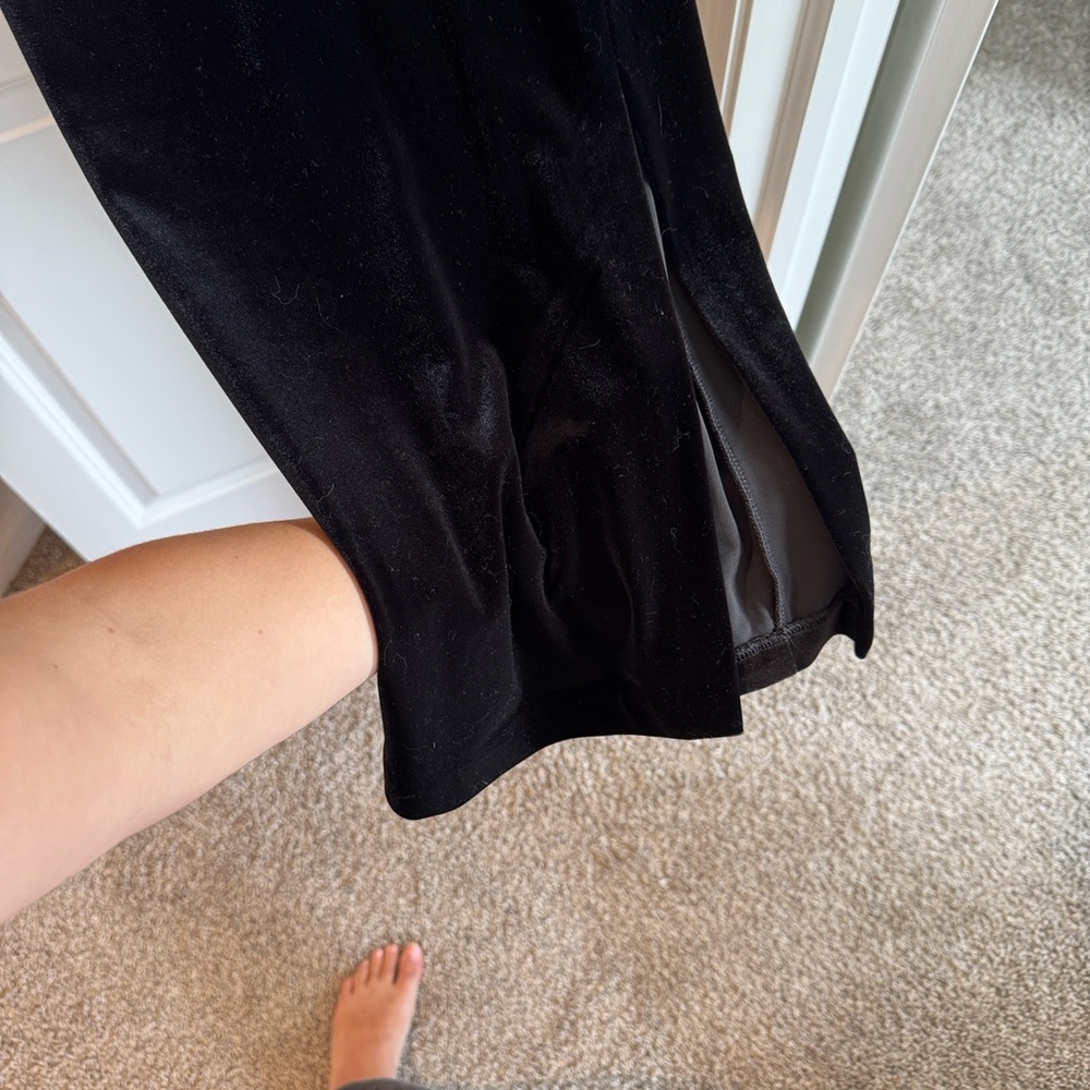 Express NWT Black Velvet Dress with Slit - Picture 2 of 6